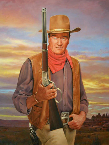 5D DIY Diamond Painting Cowboy John Wayne Full Round Diamond Mosaic Picture of Rhinestones Diamond Embroidery Home Decoration