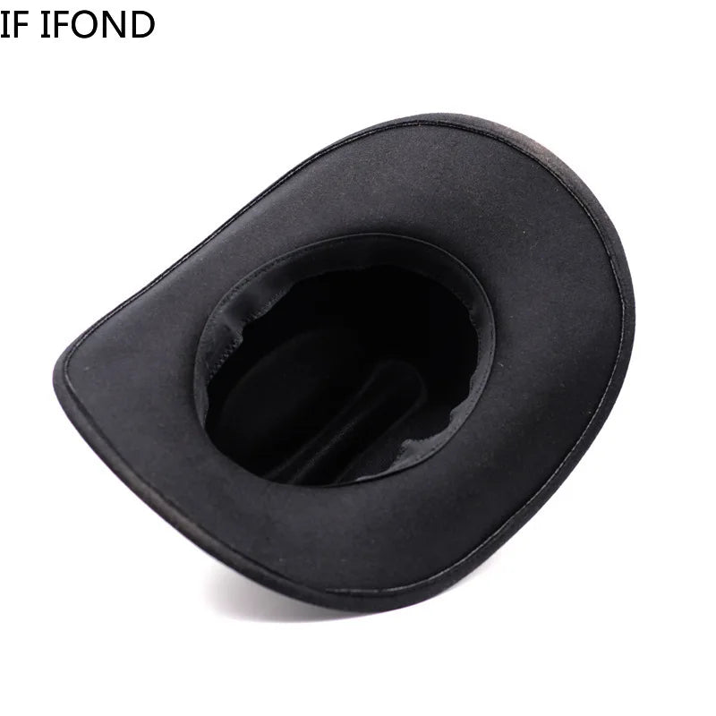 Chapeau de cowboy occidental vintage pour homme, femme, jazz, cowgirl, avec large bord en cuir, cloche, église, Sombrero Hombre