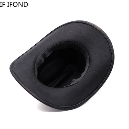 Chapeau de cowboy occidental vintage pour homme, femme, jazz, cowgirl, avec large bord en cuir, cloche, église, Sombrero Hombre