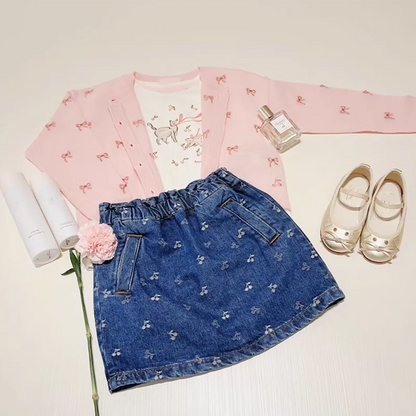 Per-sale 2025 Autumn Winter BP Girls Embroidered Denim Skirt Boys Denim Jacket Kids Dresses for Girls Boy Pant Cherry Cowboy Set