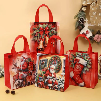 4/8 pièces sac cadeau de noël Santa sac Non tissé décorations de noël pour la maison 2025 cadeaux de noël Navidad Noel sac d'emballage du nouvel an