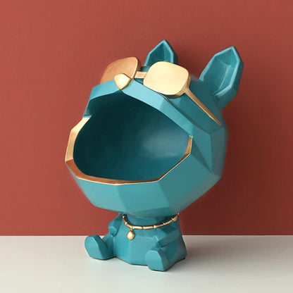 Sculpture en résine pour chien, Statue d'animal à grande bouche pour décor avec boîte de rangement pour porte-clés, Figurine de chien, ornement, cadeau de décoration