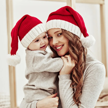 Bonnet de Père Noël à pompons pour enfants et adultes, mignon, doux, fête du Nouvel An, cadeau pour enfants, décoration de Noël, Noel, 2024