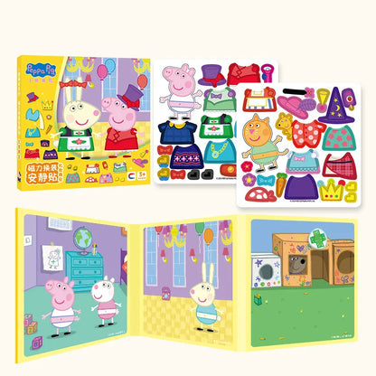 Nouveau Peppa Pig Page Habiller Autocollants Magnétiques Puzzle Magnétique Bricolage Habiller Autocollants Jouets à Tirer Cadeaux de Noël pour Enfants