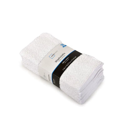 18-Pack Cotton Washcloth Bundle White Quick Dry Absorbent Gentle Face Body Towel Set Gym Travel Guest Bathroom Use Great Value