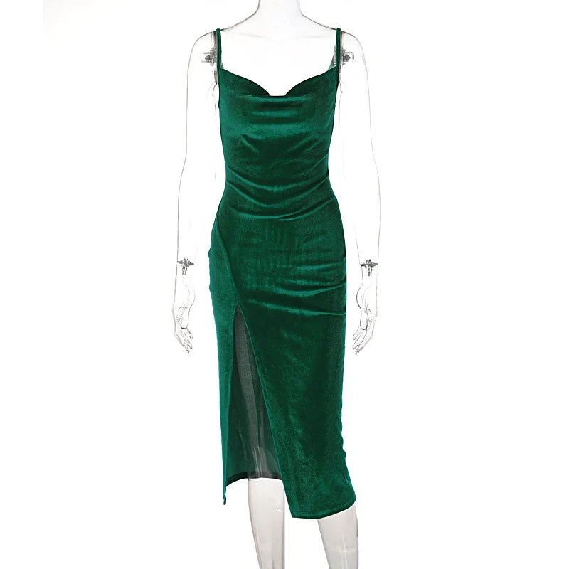 Ele Sexy Women's Spring 2024 Faionable Slim Fit Split Strapl Dr Polyester Fiber mid Waist Gown for Babies