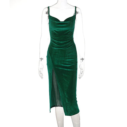 Ele Sexy Women's Spring 2024 Faionable Slim Fit Split Strapl Dr Polyester Fiber mid Waist Gown for Babies
