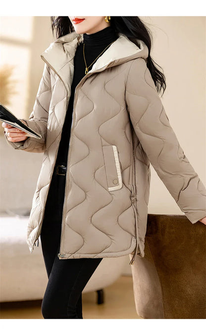 2024 New Winter Jacket Parkas Women Coat Fur Collar Hooded Overcoat Female Jacket Parka Thick Warm Cotton Padded Outwear
