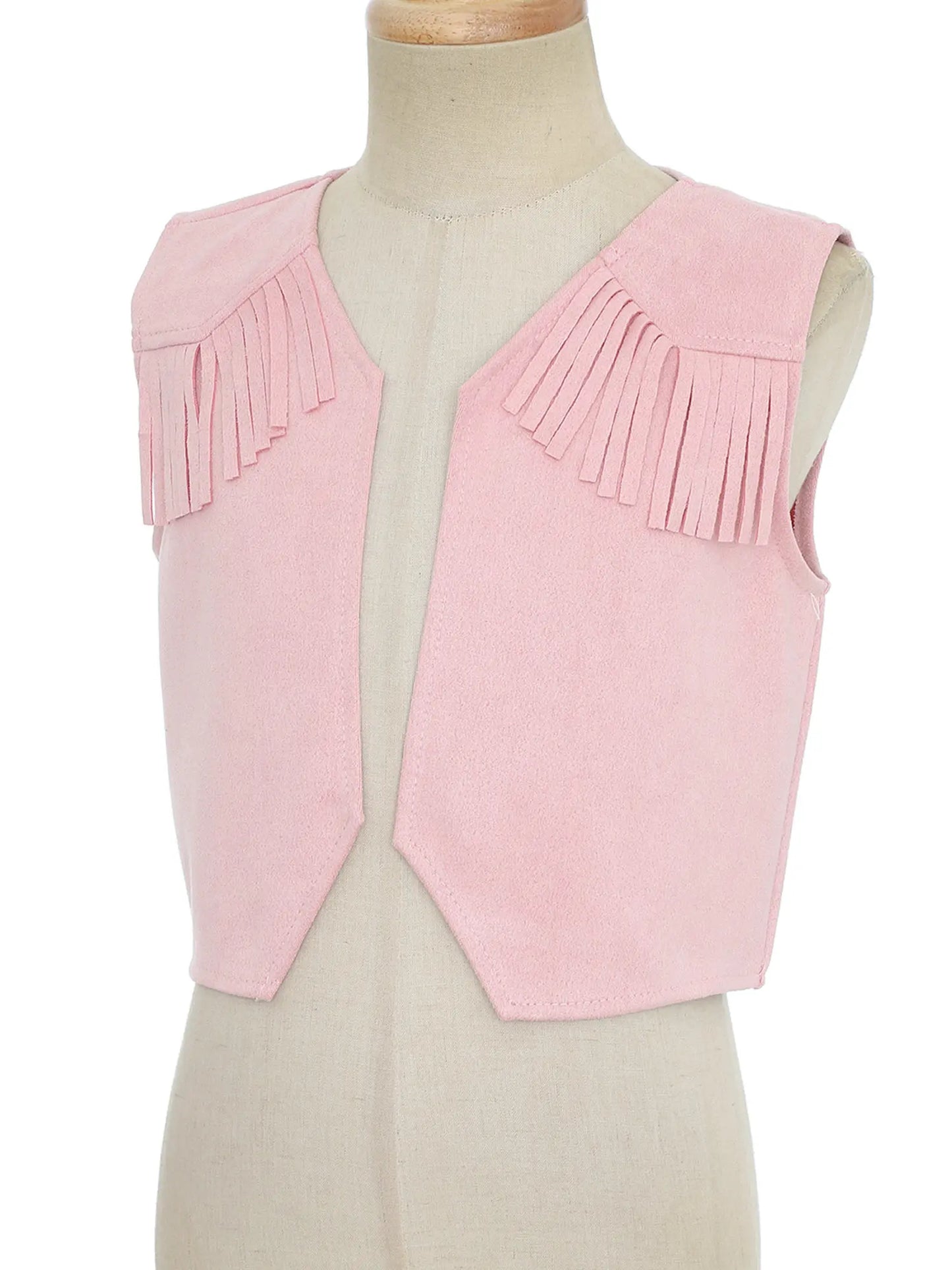 Costume de Cowgirl occidental en daim pour enfants, gilet à franges avec pompons, vêtements de danse, jeu de rôle de fête, gilets de Cowboy