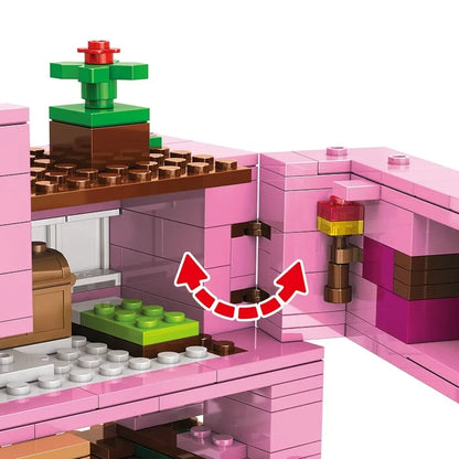 Jouet éducatif Bloc de construction Maison de cochon rose bricolage animal de dessin animé pour cadeau d'enfant
