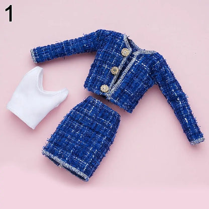 For 1/6 Doll Clothes 29~32cm Doll Plush Coat Skirt Doll Winter Dress Girl Coat Handmade Casual Wear Set Doll Accessories Gift