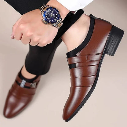 Leather Shoes for Men Slip on Pointed Toe Oxfords Formal Wedding Party Office Business Casual Dress Shoes for Male Social Shoe