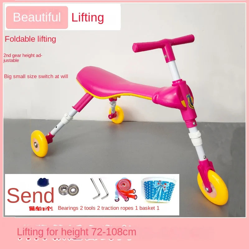 New liftable children's folding large mantis car three-wheeled scooter baby walker 1-6 years old yo-yo car