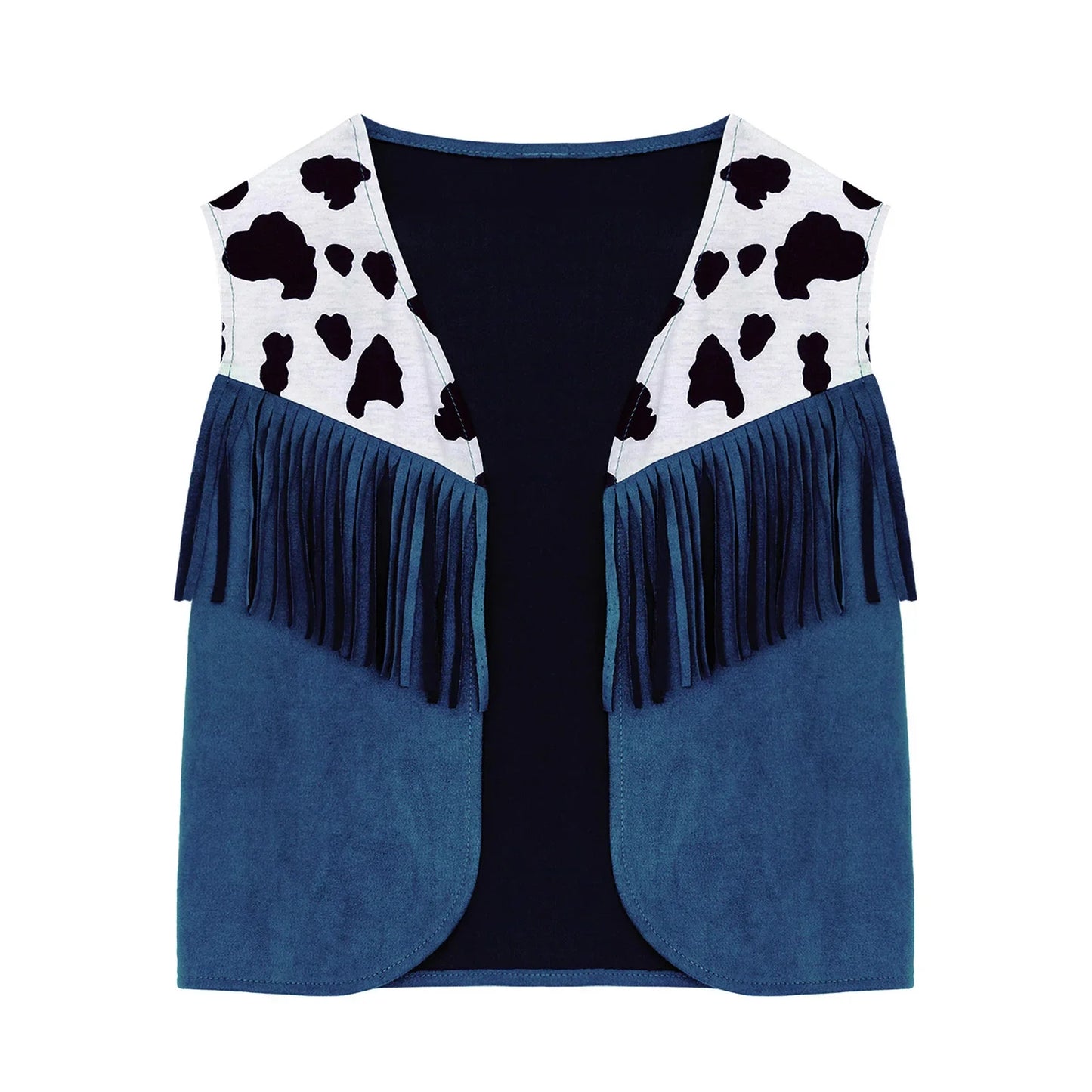 Enfants enfant Halloween Western Cowboy Cowgirl Cosplay Costume imprimé vache gilet à pampilles et ensemble de pantalon évasé Carnaval fête habiller