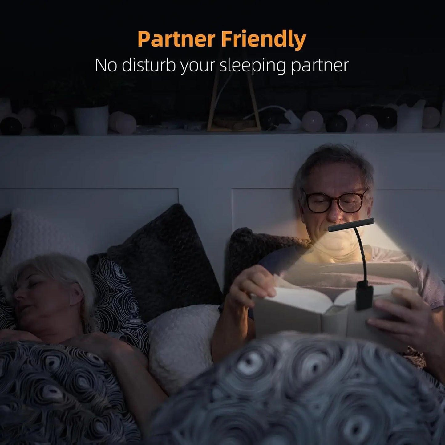 Lampe de lecture portable aste par USB, lumière du jour blanche chaude et froide, lampe de nuit flexible à clip facile, 14LED