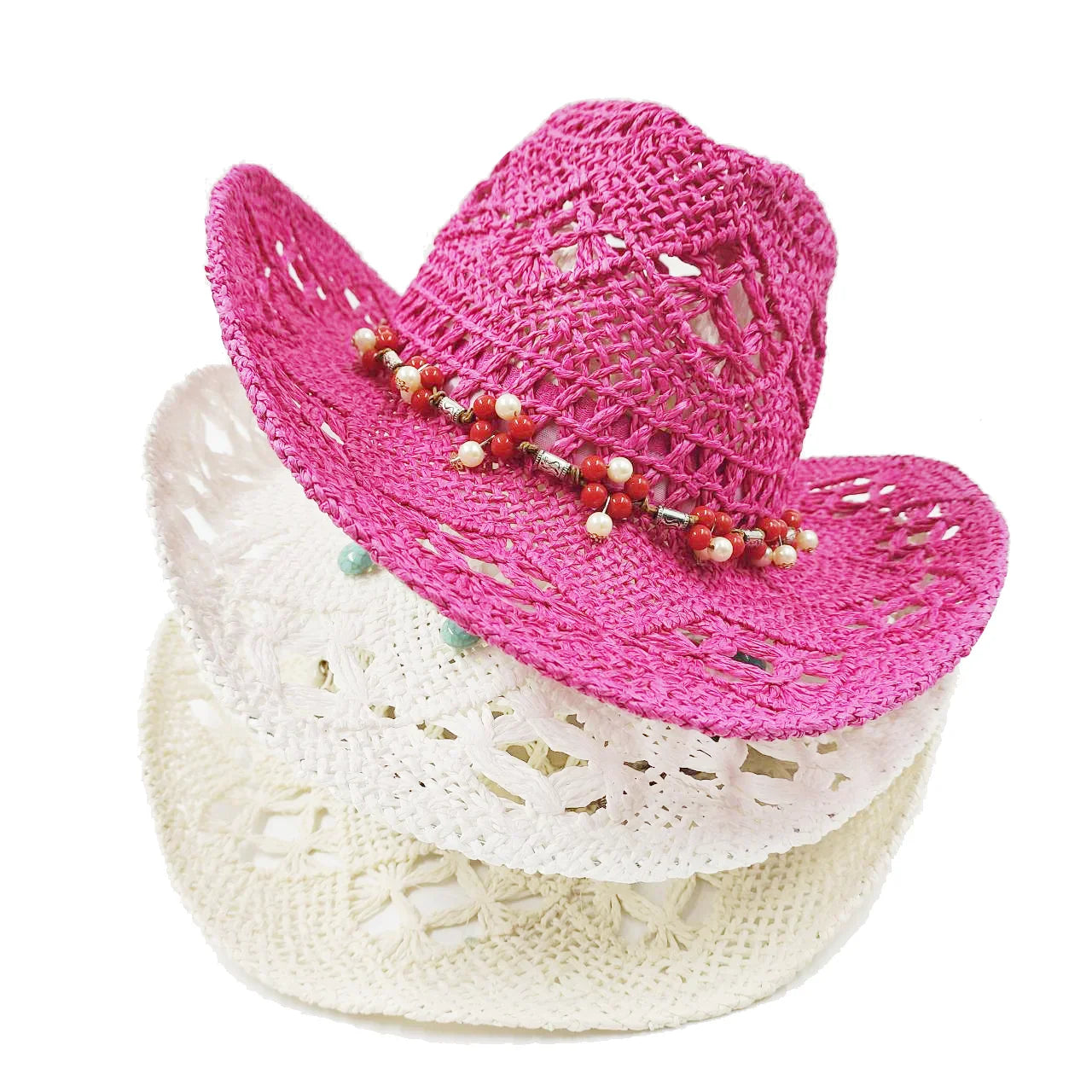 The latest Cowboy hat rose red retro straw hat 2023 new men's and women's jazz Cowboy hat straw hat sun hat summer hat sombrero