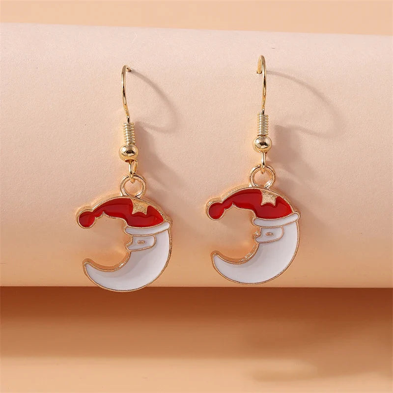 Fashion Merry Christmas Tree Deer Snowflake Santa Claus Drop Earrings for Women Girls New Year Party Festival Jewelry Gifts