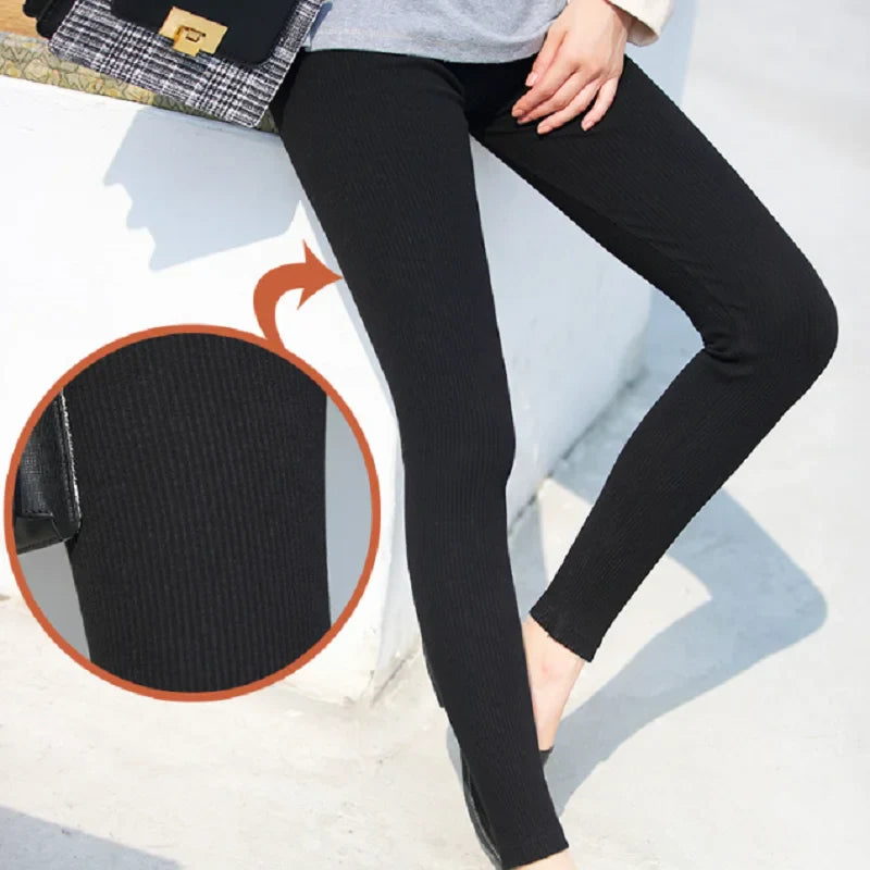 Women's Warm Winter Leggings, Thick Fleece Thermal Pants, Slim, High Waist, Elastic Tights, Solid Colors