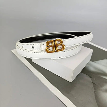 Women's genuine cowhide leather belt, luxury bb bucket, elegant design, denim belt, thin belt