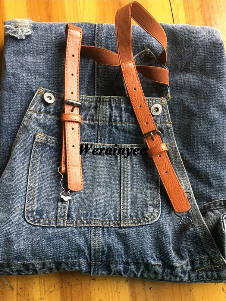 Robe longue en jean décontractée pour femmes, robe en jean délavé avec trous, robe en jean déchiré vintage à bretelles pour femmes