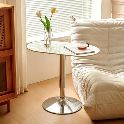 Nordic Wooden Lift Rotating Table, Bedside Table, Solid Rolling Computer Table, Carbon Steel Legs, Tea Table