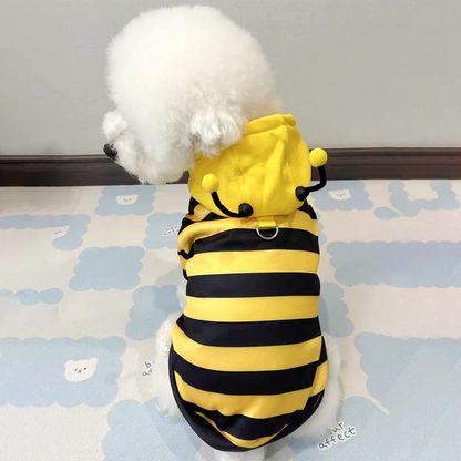 Cute Bee Costume Dog Cat Hoodie - thickened Pet Sweater Warm Outfit for Halloween Cosplay & Daily Wear