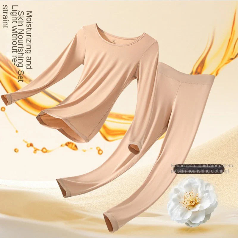 Chemises de soins de la peau à l'acide hyaluronique, appairage thermique d'hiver, sous-vêtements Ultra-fins à manches longues à haute élasticité, ensembles de couches de Base pour femmes
