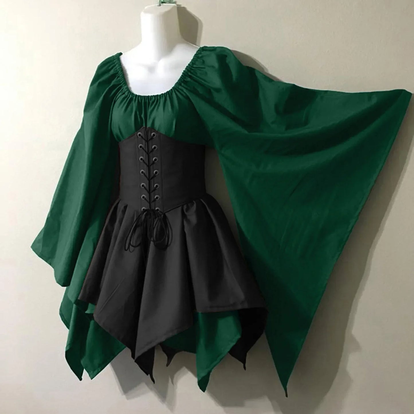 Medieval Costume Women Renaissance Medieval Dress Fairy Elf Traditional Irish Viking Costume Elf Ear for Halloween Party