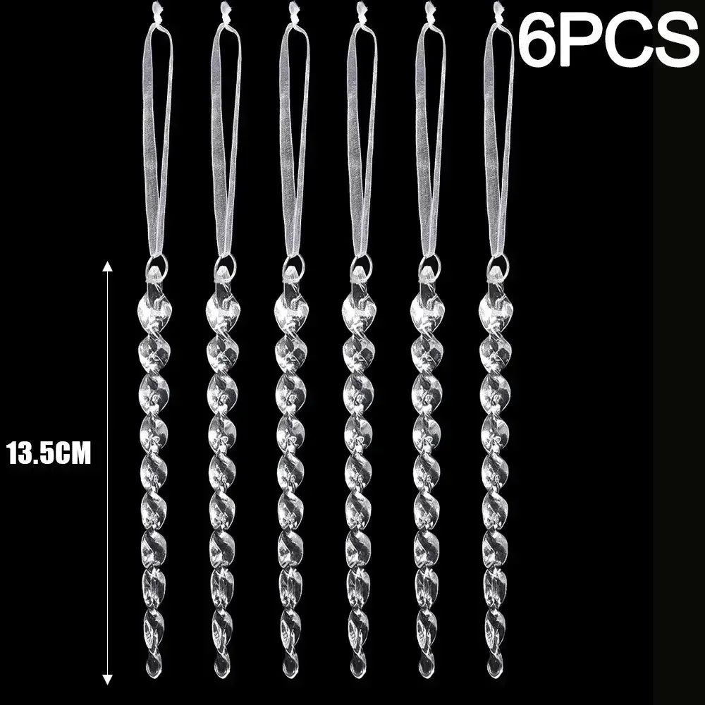 Ornement suspendu de noël en cristal acrylique, 2 à 12 pièces, ange brillant, flocon de neige, pendentif de glaçon pour décorations de fête de noël et du nouvel an
