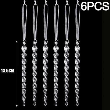 Ornement suspendu de noël en cristal acrylique, 2 à 12 pièces, ange brillant, flocon de neige, pendentif de glaçon pour décorations de fête de noël et du nouvel an