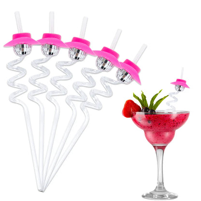 6pcs Mini Disco Cowgirl Hat Disco Plastic Straw 70s Disco Party Decoration Bachelorette Party Western Cowgirl Birthday Supplies