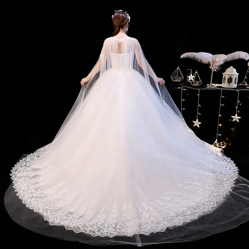 Robe de mariée personnalisée à lacets, broderie, traîne, princesse, vintage, grande taille, robes de bal
