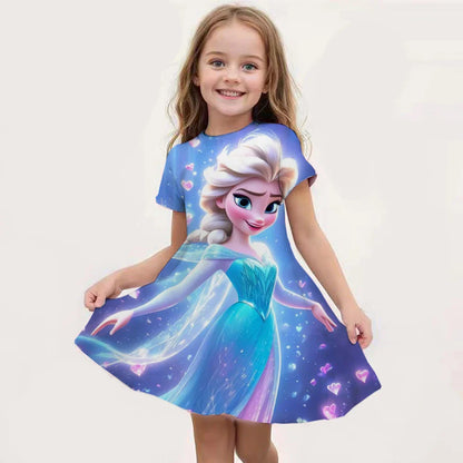 Déguisement Elsa pour Fille, Fête d'Anniversaire, Robe de Princesse Bleue à Manches Longues, Vêtement de Carnaval pour Enfants