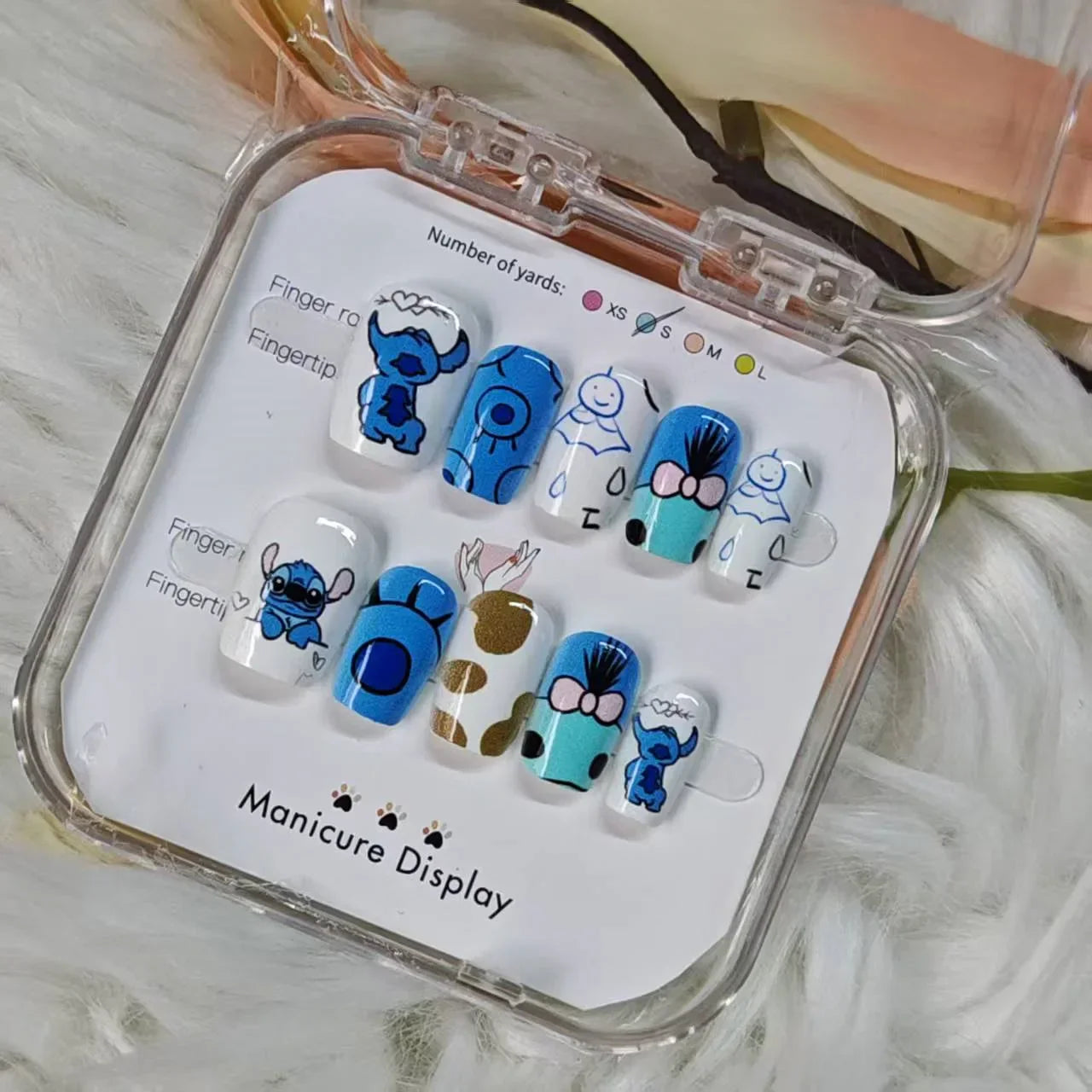 Stitchou Fake Nails Cute Stitchou Press on Nails Easy To Wear Manicure Kids & Adults Fun Colorful Perfect for Daily & Party Looks