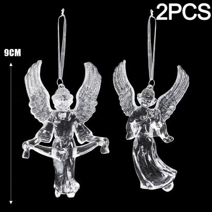 Ornement suspendu de noël en cristal acrylique, 2 à 12 pièces, ange brillant, flocon de neige, pendentif de glaçon pour décorations de fête de noël et du nouvel an