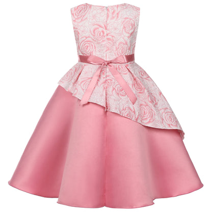 Robe de soirée pour fille - Robe de danse élégante de style princesse à fleurs - Robe de fête d'anniversaire, robe de mariée, robe de demoiselle d'honneur