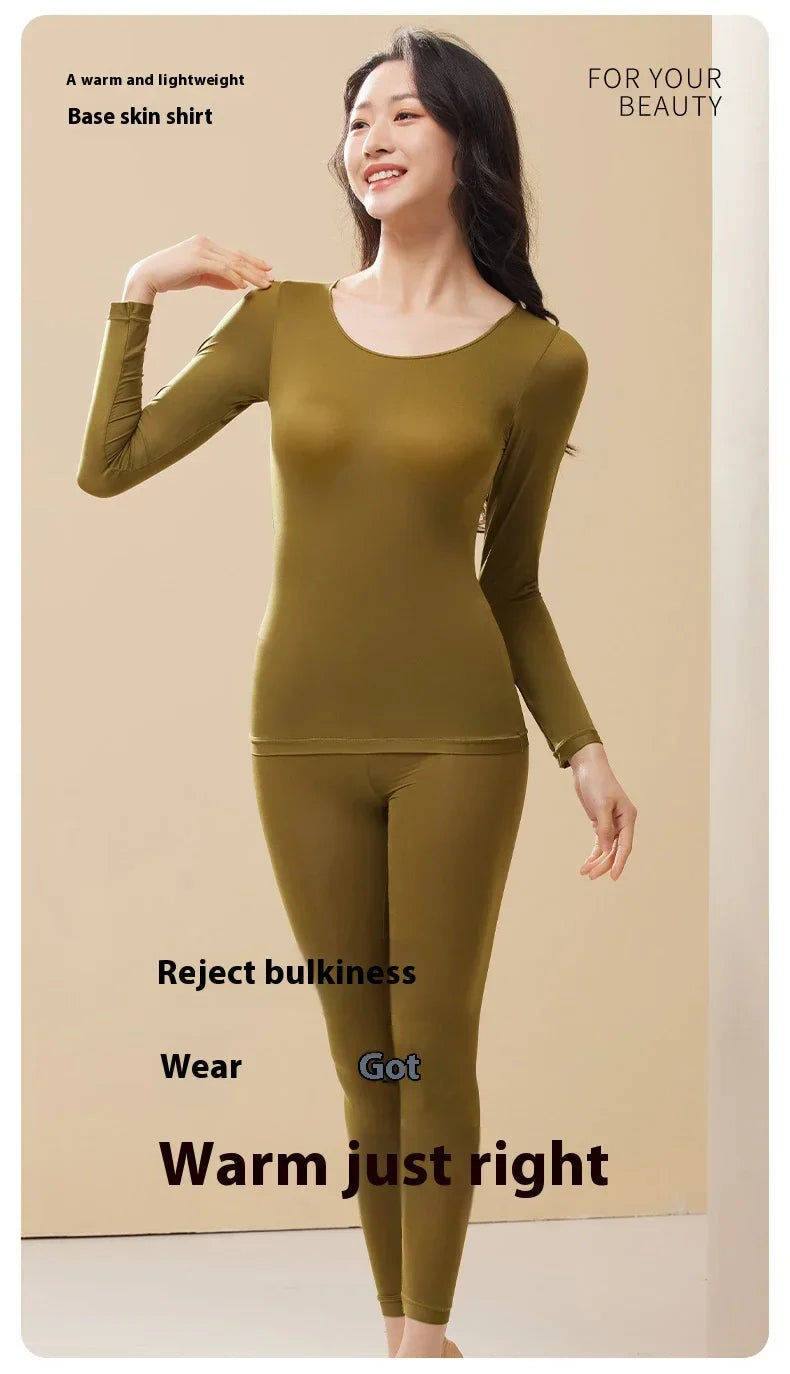 Seamless women's thermal underwear set women's first layer thermal top long johns 2-piece suit winter thermo clothing ladies slim
