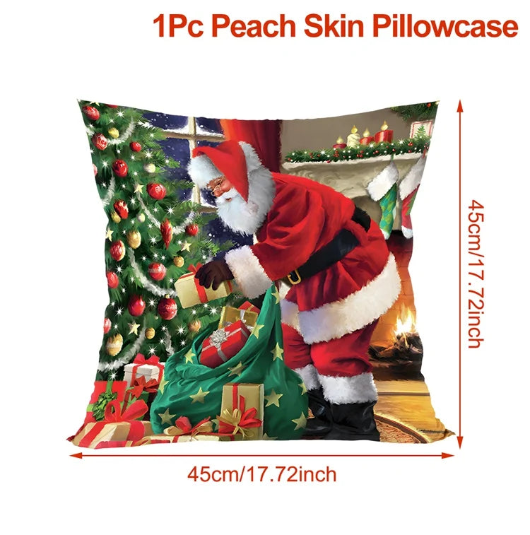 Housse de coussin de noël, père noël, décor de joyeux noël pour la maison, ornements de noël 2025, cadeaux de noël, nouvel an 2026