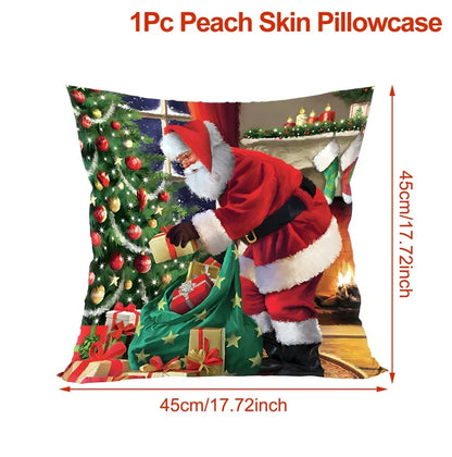 Housse de coussin de noël, père noël, décor de joyeux noël pour la maison, ornements de noël 2025, cadeaux de noël, nouvel an 2026
