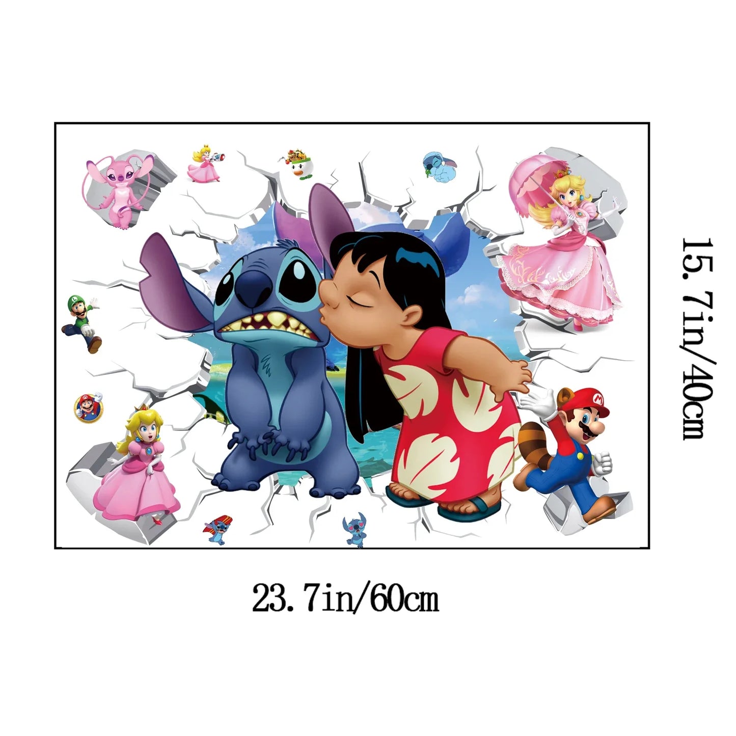 MINISO Autocollants Muraux Dessin Animé Lilo & Stitch pour Chambre d'Enfant, Maternelle, Salon, Chambre à Coucher, Décoration Murale, Poster Animé