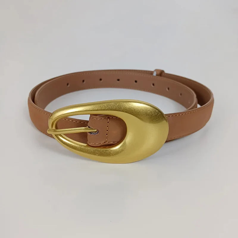 Ceinture en cuir véritable doré pour femme, ceinture de cow-girl occidentale, haute qualité, élégante, mode féminine, affaires, cerf, E27