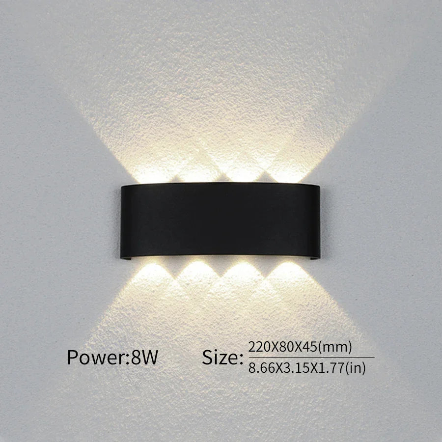 Mur LED lumière extérieure intérieure 2W 4W 6W 8W 10W AC85-265V haut vers le bas blanc noir lumière moderne pour maison jardin chambre couloir