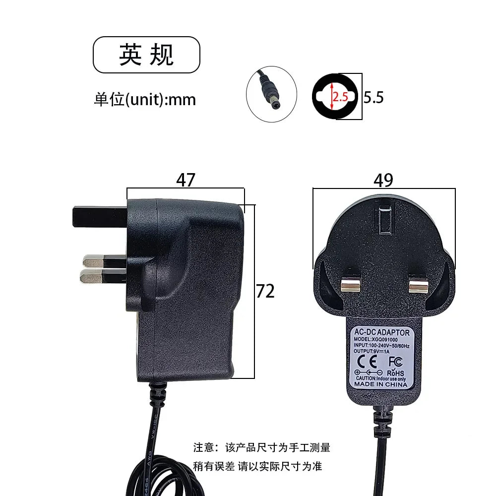 Adaptateur d'alimentation pour pédale de guitare, 9V DC 1A, anneau magnétique à faible bruit, prise US EU UK AU, 3 voies, 4 voies, 5 voies, 6 voies, 8 voies