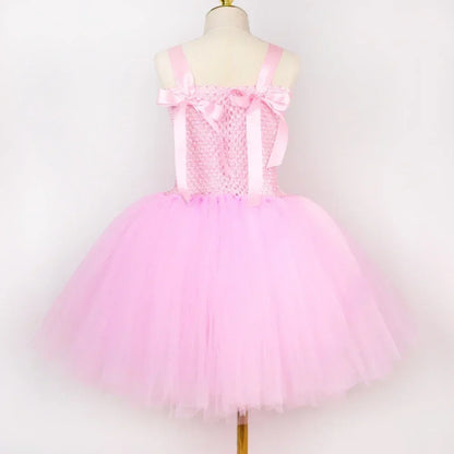Costume Barbie La Movie pour filles Margot Robbie Robe tutu en tulle à carreaux rose Vêtements de déguisement de princesse pour enfants pour Halloween et fêtes d'anniversaire