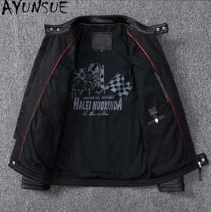 Mens Leather Jacket Autumn Men Clothing Handsome Motorcycle Jackets Two Colors Short Coats Kurtka Męska Skórzana Slim