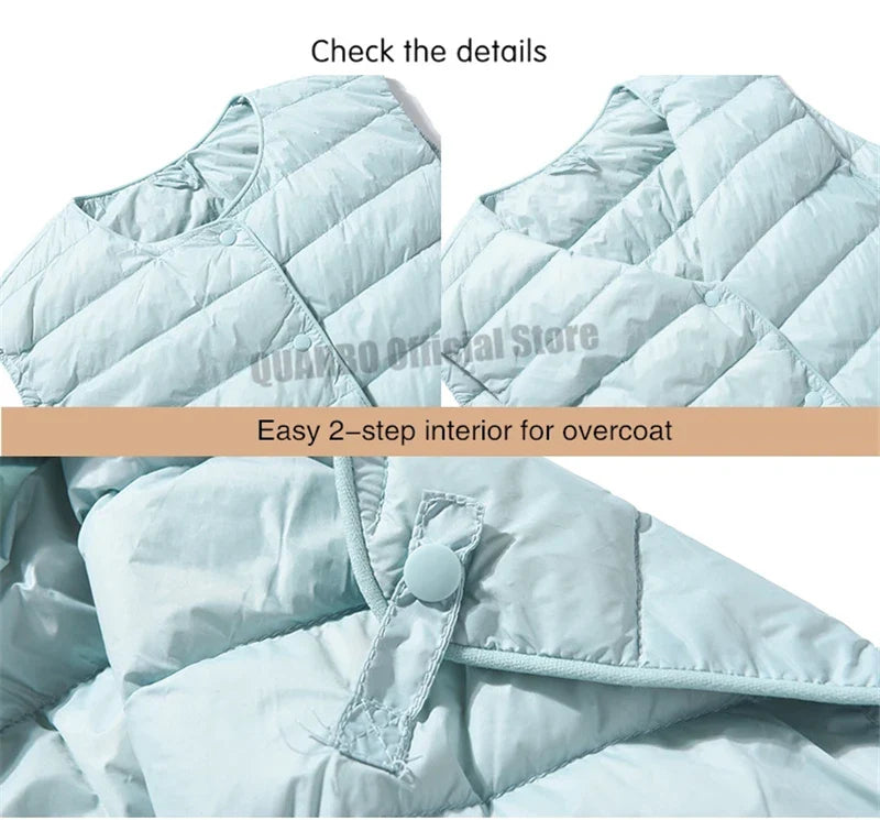 Doudoune sans manches pour femme, nouvelle collection printemps-hiver 2025, 90 % duvet de canard blanc, ultra légère, pliable, chaude, doublure en duvet