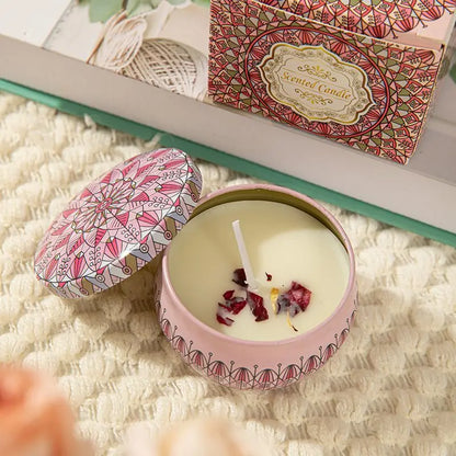Bougies parfumées Osmanthus Gardenia avec pétales, petites bougies parfumées romantiques pour cadeaux d'anniversaire de filles, aromathérapie pour la maison