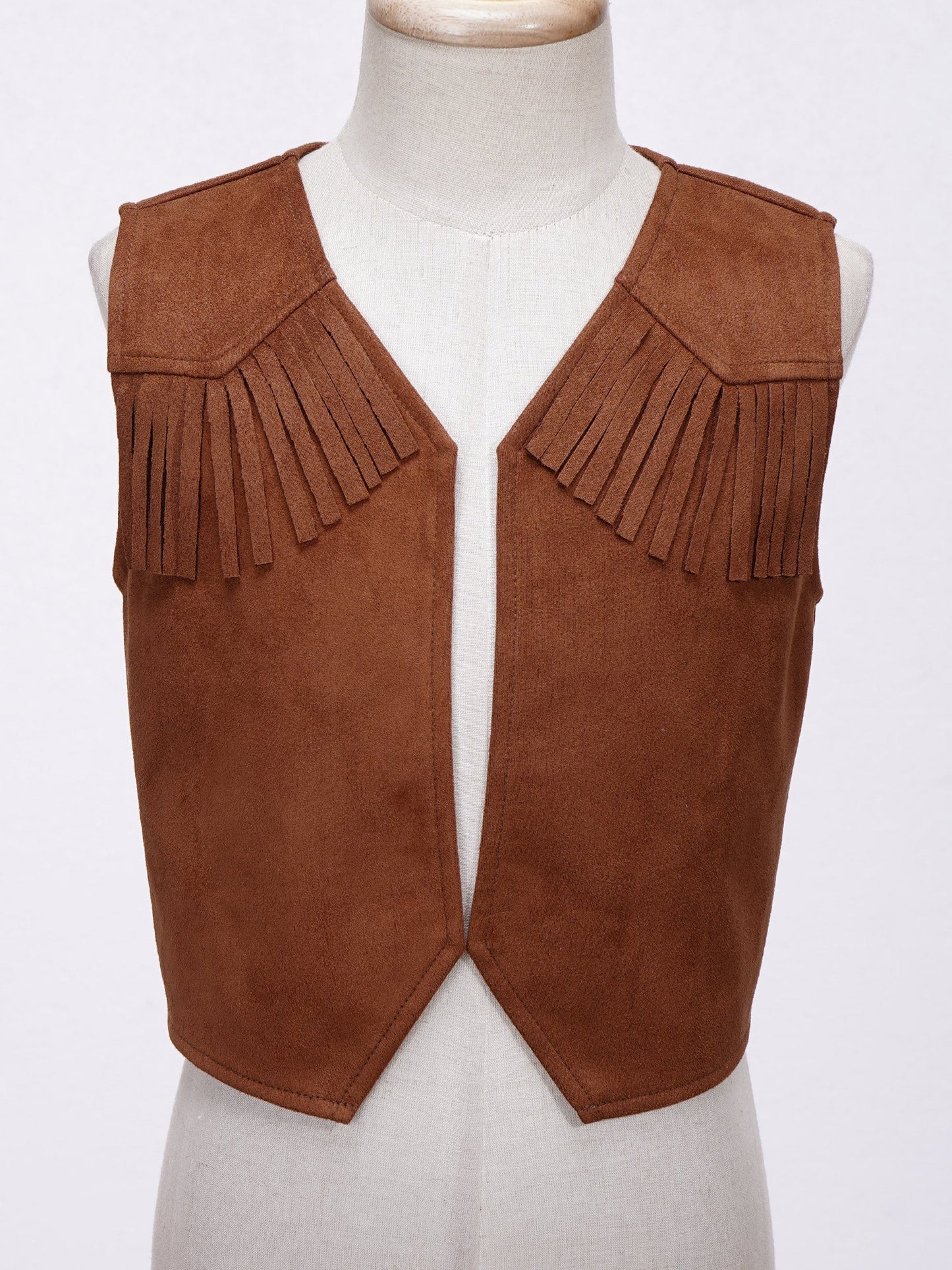 Gilet de cowboy occidental pour enfants filles garçons avec franges, gilet sans manches ouvert sur le devant, pour carnaval, Halloween, cosplay, déguisement