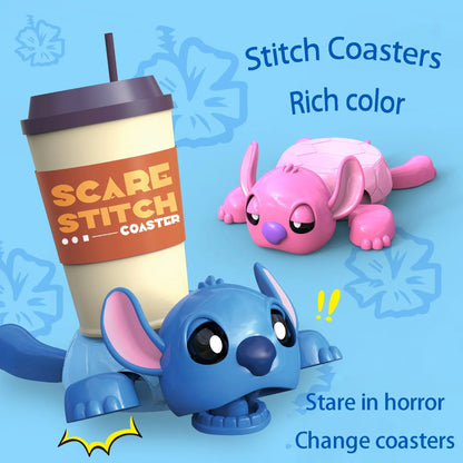 Stitch Turtle Coaster Set Pop Up Eyes Stretchy Limbs Heat Resistant Silicone Mat Non Slip Design Tea Coffee Lovers Birthday