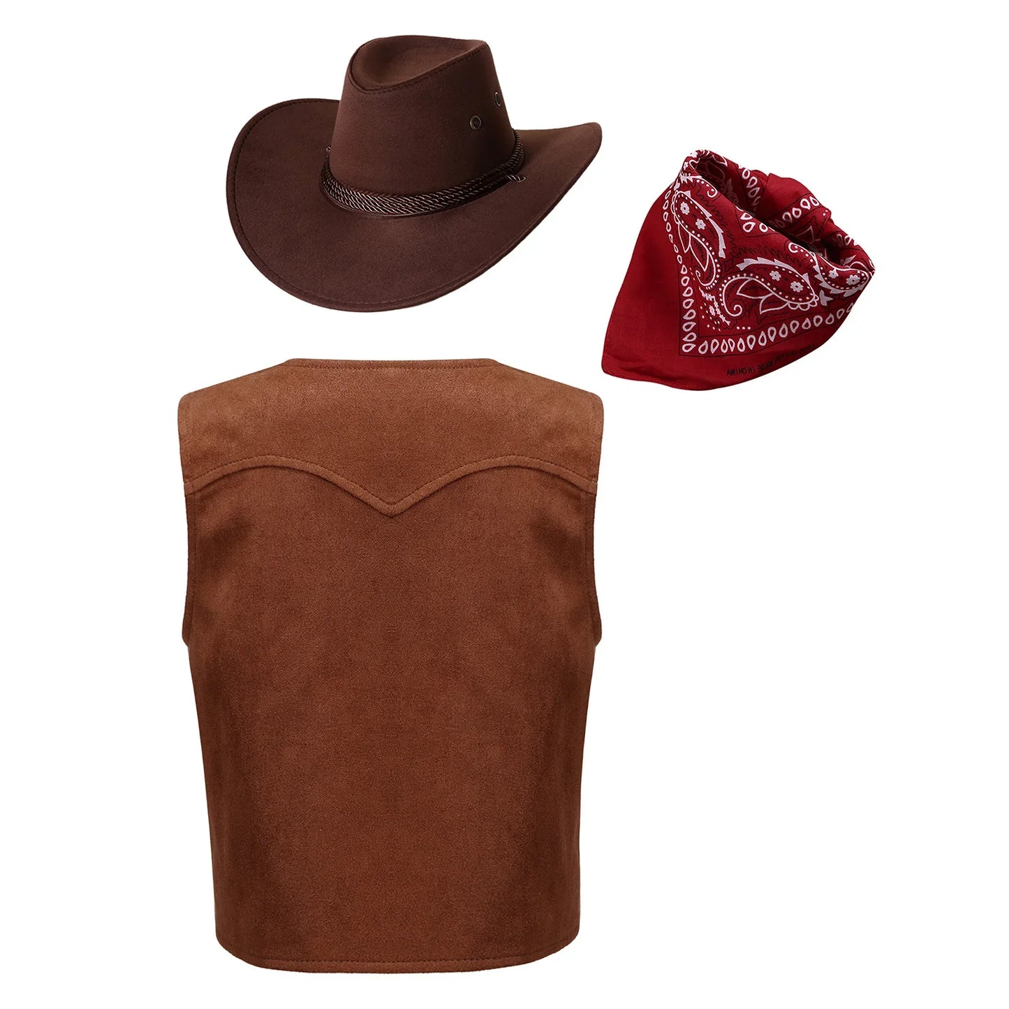 Costume de Cowboy Western pour Enfants, Vêtements d'Équitation, Chapeau Bandana Ouvert sur le Devant, pour Halloween, ixà Thème de Carnaval, Cosplay